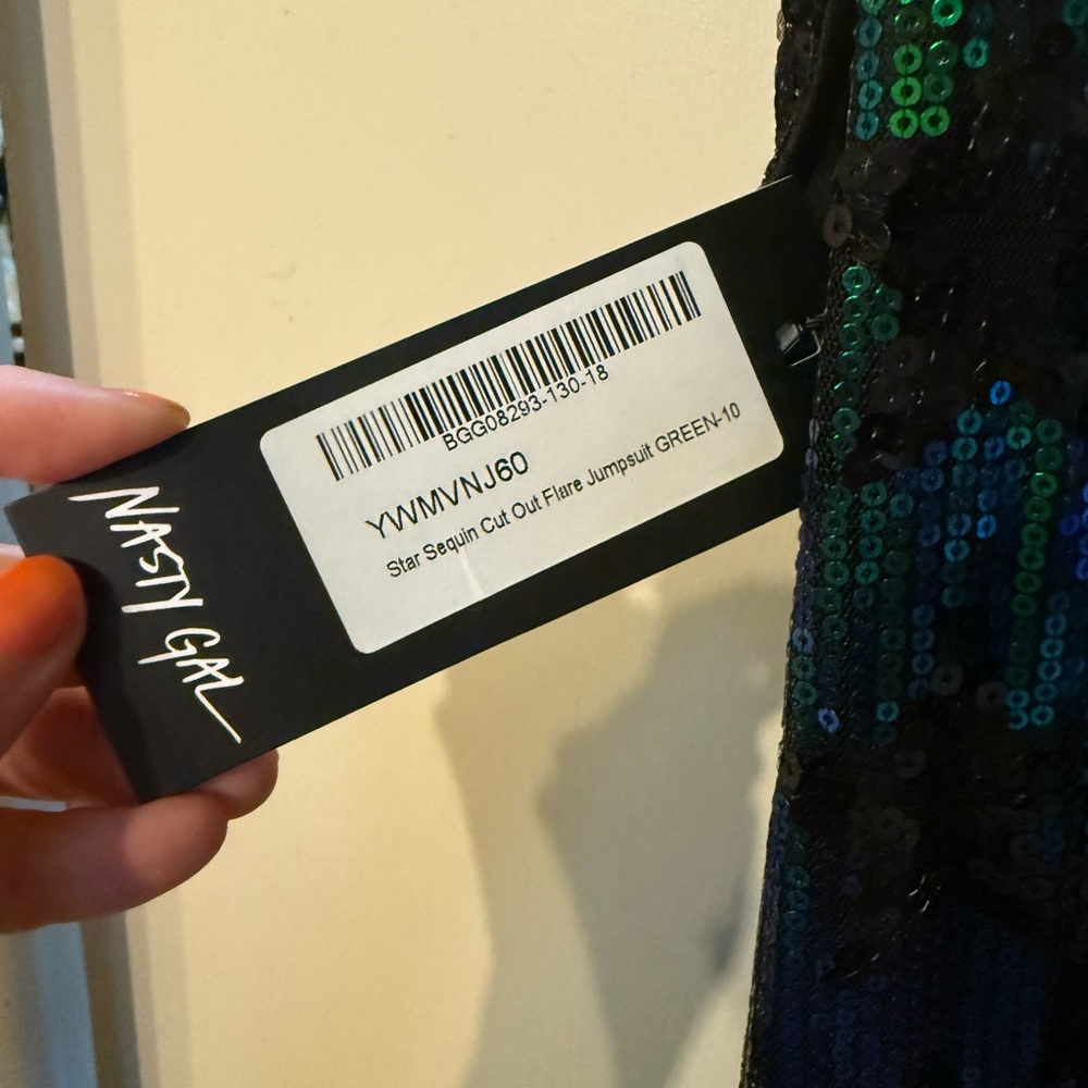 Nasty Gal Star Sequin Cut Out Flare Jumpsuit NWT - Picture 5 of 5
